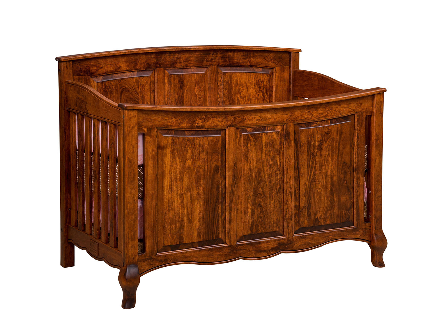 French Country Amish Solid Wood Crib with Panel Footboard Charleston Amish Furniture