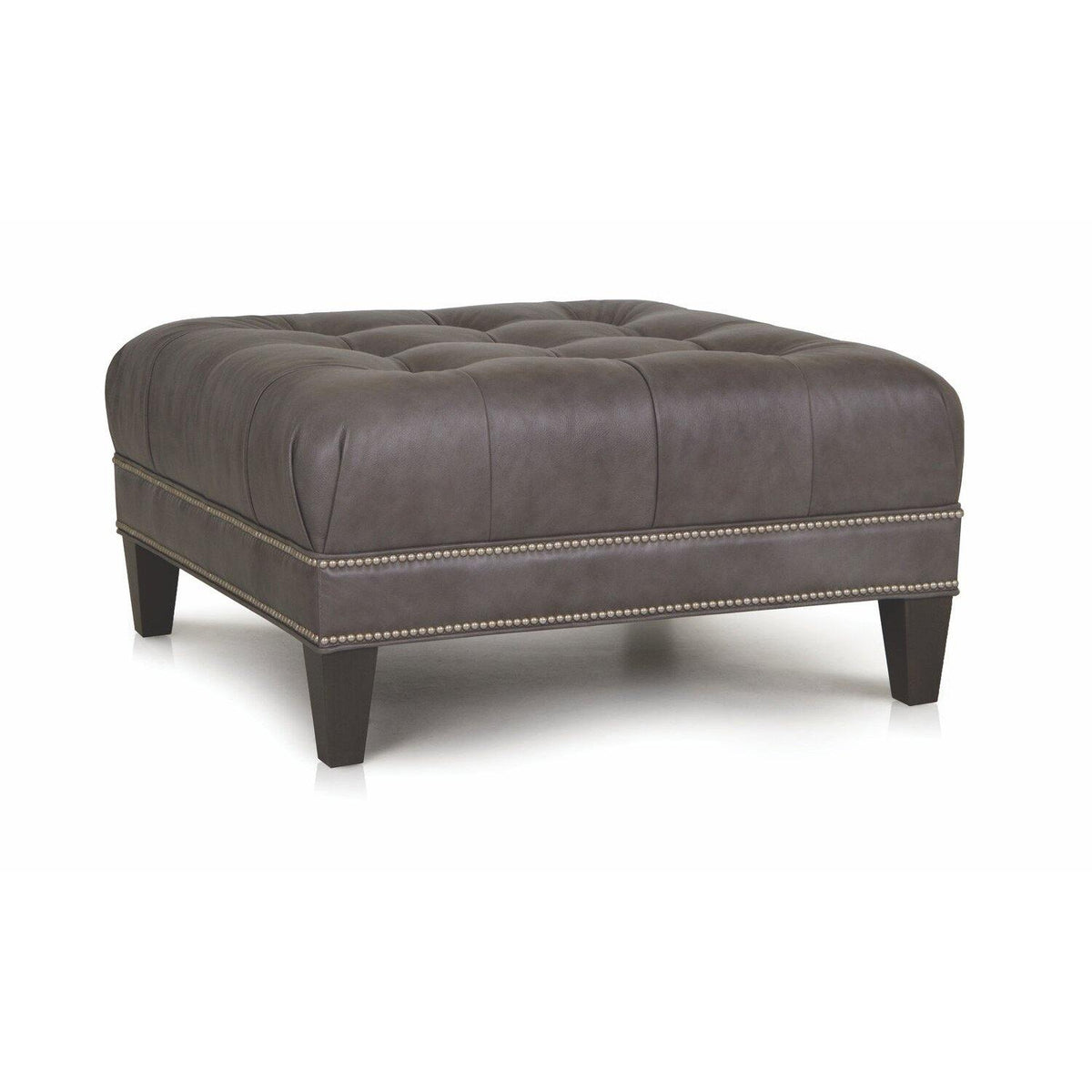 Gray leather deals cocktail ottoman